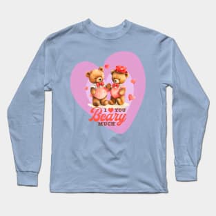 Bear Couple In Love - Vintage Style Art Gift For Valentines and Bear Lovers Long Sleeve T-Shirt